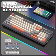 [Local Stock]Wired/Wireless Mechanical Keyboard Bluetooth+2.4G 96 Key RGB Hot Swappable Blue Switch 