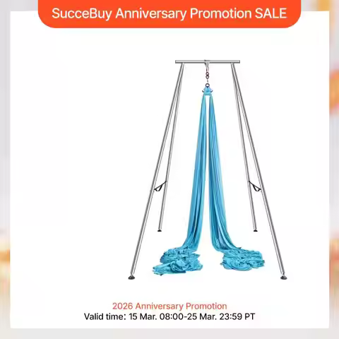 SucceBuy Aerial Yoga Frame & Hammock 9.67 ft Yoga Swing Stand W/13.1 Yards Aerial Hammock Max 551lbs