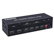 HDMI Matrix 4-input 2-output Switch Selector Splitter Switcher Distributor HDMI Matrix 4x2 + Audio Separation (Optical Digital/3.5mm Stereo Mini Audio Output) HDMI 1.4 H