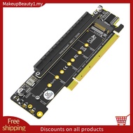Dual NVMe PCIe Adapter, PCIe 4.0 X16 to Dual NVMe & 1x More PCIe X16 (X8 Signal) Adapter for M.2 NVM