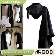 Adult Black Cape Costume Punk Uniform Gothic Women for Halloween Christmas