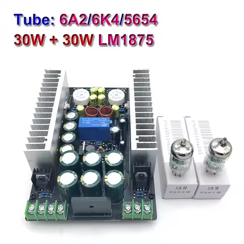 LM1875 6A2 6K4 5654 Tube Amplifier 30W +30W HIFI Vacuum Tube Board 2.0 Channel AMP