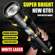 【White Laser】80W LED flashlight 100000 lumen original Spotlight tactical flashlight super bright tor