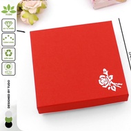 Red box, velvet bag Ring box Jewelry box - box size 9x9x2.5cm, bag 9x10cm