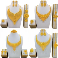 Gold-plated Set Dubai Wedding Jewelry Set Necklace Earrings Ladies Jewelry Four-Piece Set Ready Stoc