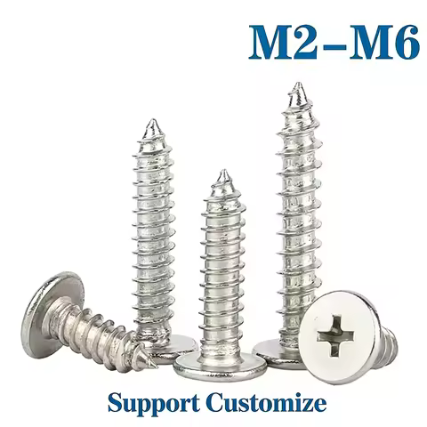 M2 M2.6-M5 M6 CM Cross Phillips Super Ultra Thin Flat Wafer Head Self-tapping Wood Screw 304 Stainle