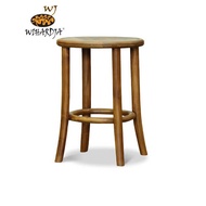 Adrian Antique Round Solid Teak Wood Adrian Stool Saber Legs Living Room/Dining room