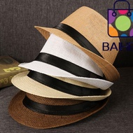 BAIHEE Straw Panama Cap Fashion Gangster Cap Beach Cowboy Fedora Hat