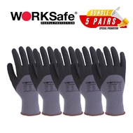 [5 PAIRS BUNDLE] WORKSafe N888 Nitrile Microfoam Palm Coated Nylon Liner Heat-Resistant Safety Work Gloves - Black