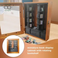 Miniature Bookshelf Wooden Book Nook Library Book Shelf Decor Miniature Reading Nook with Revolving 