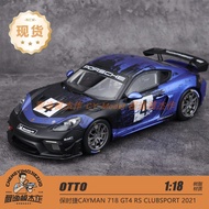 OTTO 1: 18 Porsche CAYMAN 718 GT4 RS Blue Resin Car Model
