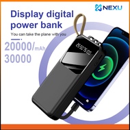 【CCC Certification】30000mAh/20000mAh Mini Power Bank with 4 Cables Digital Display Portable Charger 