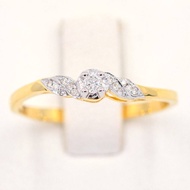 Happy Jewelry แหวนชู บ่าข้างก้านพริ้วนิดๆ คู่กันสวยๆ ทองแท้ 9k 37.5% เพชรเกสร ME952