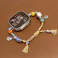 Ceramic Kitten Beaded Lucky Cat Suitable Watch Braided Strap Apple Watch Chain Braided Cat Puppy wat