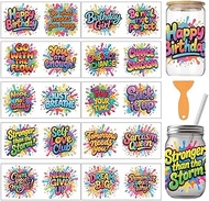 arricraft 10 Sheets Colourful Graffiti Text UV DTF Cup Film for 16 oz Glass Happy Birthday Motivatio