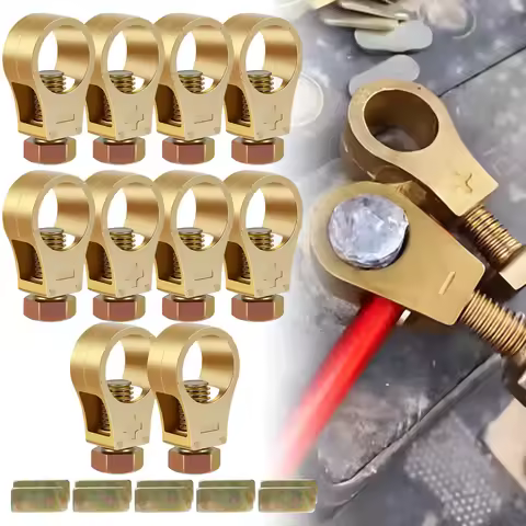 10Pcs Brass Connector Auto Battery Cable Connector Terminal Clip and Positive Cable Terminal Connect