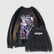 aespa Karina Giselle Winter 復古銀Y2K 做舊水洗純棉大學T 台灣獨家
