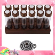 dgk12PCS Coffee Bean Storage Tubes Coffee Bean Cellar Wooden Display Stand and Funnel Espresso Suppl