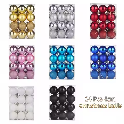 24pcs 4cm Christmas Tree Xmas Balls Decorations Baubles Party Wedding Ornament