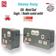 (SG SELLER ) 13A Metal Clad Switch Socket Outlet metal Single socket / metal Double Socket outlet.