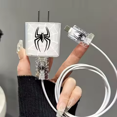 3-Piece set Charger Spider Case For Apple IPhone 18W 20W Transparent Data Wire Winder Cable Protecto