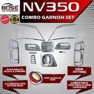 Garnish Cover Set Nissan Urvan NV350 Black / Chrome 2018 - Onwards Car Accessories w/ Adhesive Tape