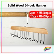 Solid Wood 8-Hook Hanger 实木8钩衣架 Penyangkut Kayu 8 Cangkuk