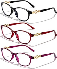 GFUIARA 3 Pack Reading Glasses for Women,Blue Light Blocking Computer Readers Eyeglasses Anti Glare UV Ray Filter