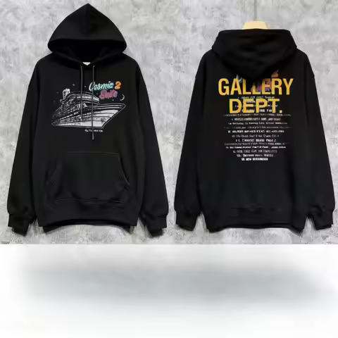 Cosmic Themed Trendy Hooded Hoodie with Cruise Print Loose Fit Back GALLERY DEPT. Available in Multi