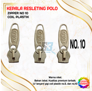 Kepala Resleting Zipper Polo No 5 No 8 dan No 10 Halus Nikel Restleting Risleting Coil Plastik Terba