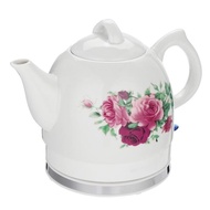1.2L Electric Tea Water Kettle Ceramic Pot With Floral Rosess-3862