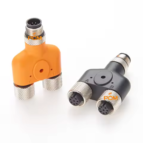 M12 Splitter 8 pin Sensor Y Connector T-Connector M12 Male to 2 * M12 Female A code Adapter for PHOE