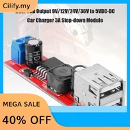 Dual USB Output 9V/12V/24V/36V to 5VDC-DC Car Charger 3A Step-down Module