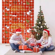 Merry Christmas Patterned Box Curtain Christmas Foil Fringe Curtain