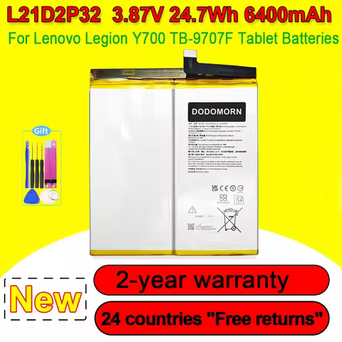 DODOMORN L21D2P32 For Legion Y700 TB-9707F Tablet Battery 1ICP4/53/111-2 3.87V 24.7Wh 6400mAh Li-Pol