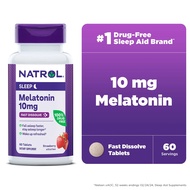 (06/2026) ตัวช่วยนอน อม รสสตอเบอร์รี่ Natrol® Sleep Melatonin Fast Dissolve Tablets, Nighttime Sleep