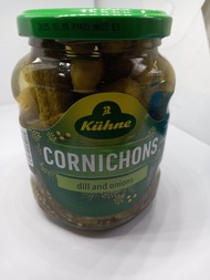 Cornichons Fine Small gherkins 330 gramm in a savoury spicy infusion with dill and onions.