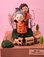 客製化人物旋轉音樂盒,提供相片客製人物造型,小火車可隨著音樂旋