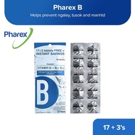 Pharex B-Complex 17 + 3 FREE Tablets, Vitamin B1+B6+B12 - For vitamin B deficiency and neuropathy sy