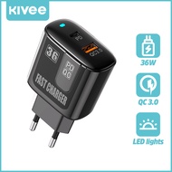 KIVEE Wall charger KIVEE QC3.0 + PD 18W/30W/40W fast charger light display 5V/3A