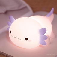 Axolotl Night Light for Kids,Cute Purple Axolotl Lamp ,LED Squishy Nursery Nightlight, Soft Silicone