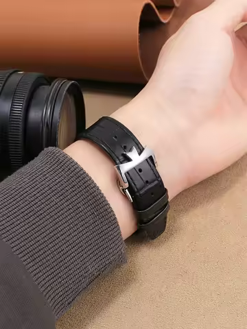 Genuine Leather Watchband For Vacheron Constantin OVERSEAS Series 4500V 5500V P47040 Stainless Steel