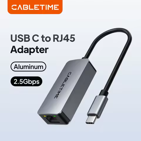 CABLETIME USB C Ethernet Adapter 2.5G 2500Mbps USB3.1 RJ45 LAN Network Card for Laptop PC Macbook Ma