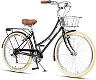 AVASTA Hybrid Bike for Women Female Step Through 26 inch Hi-Ten Steel Frame Lightweight City Commute