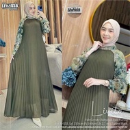 [ Ntaranz ] Livita Saci Fashion Original Full Pleated Floral Motif Simple Wedding Dress Muslim Fashi