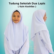 (HARGA BORONG) TUDUNG SEKOLAH DUA LAPIS ( KOSHIBO ) PUTIH NILA / TUDUNG SEKOLAH RENDAH / TUDUNG SEKO