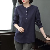 Cotton Linen Shirt Women Long Sleeve Loose Spring Fashion Plus Size Korean Style Blouse Murah Labuh Muslimah Blause Wanita Baju Kemeja Perempuan