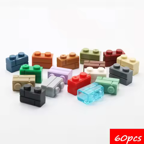 60PCS High-Tech Assemble Particle 98283 1x2 Checkered Building Blocks Kit Replaceable Part Toys For 