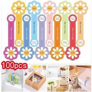 100pcs (10 Sheets)/Pack Colorful Pudding Sticker Cake Long Strip Handmade Sealing Sticker Non-Adhesi