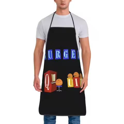 Burger Quiz Apron Fashion Cleaning Kitchen Accessories Barbecue Manicure Aprons without Pocket